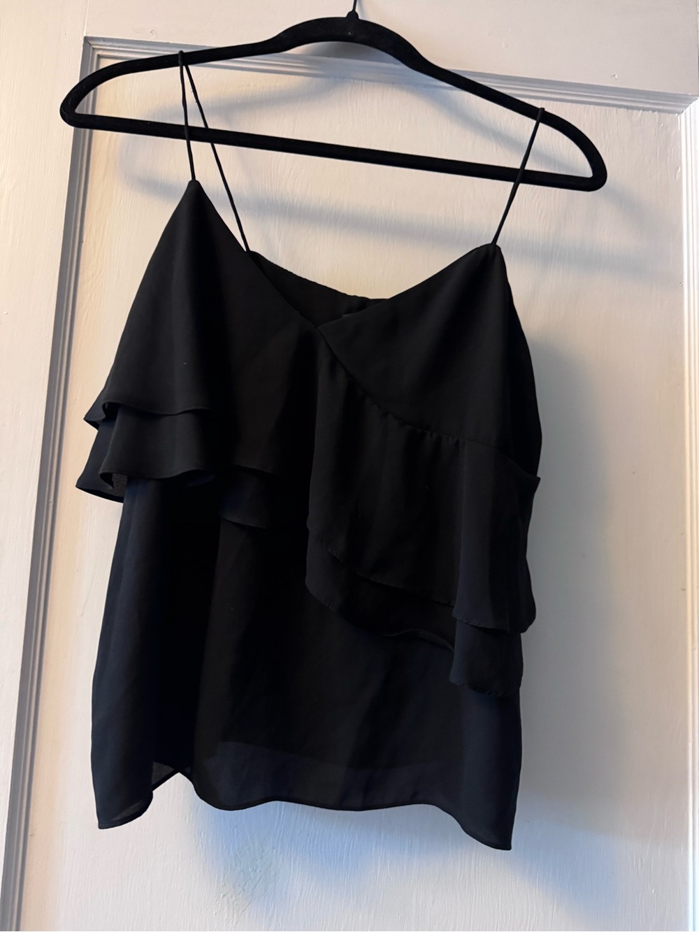 JCrew black ruffle top